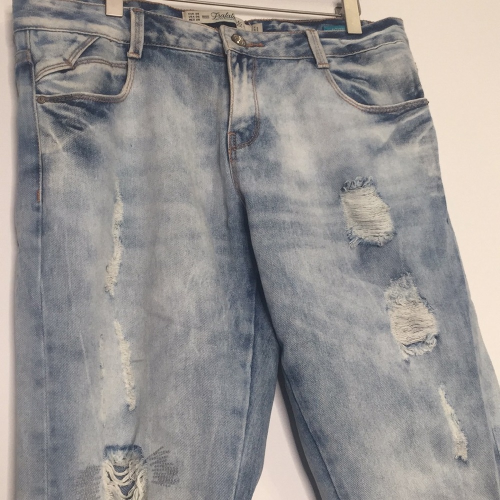 Zara New Boyfriend Distressed Jeans Size 6